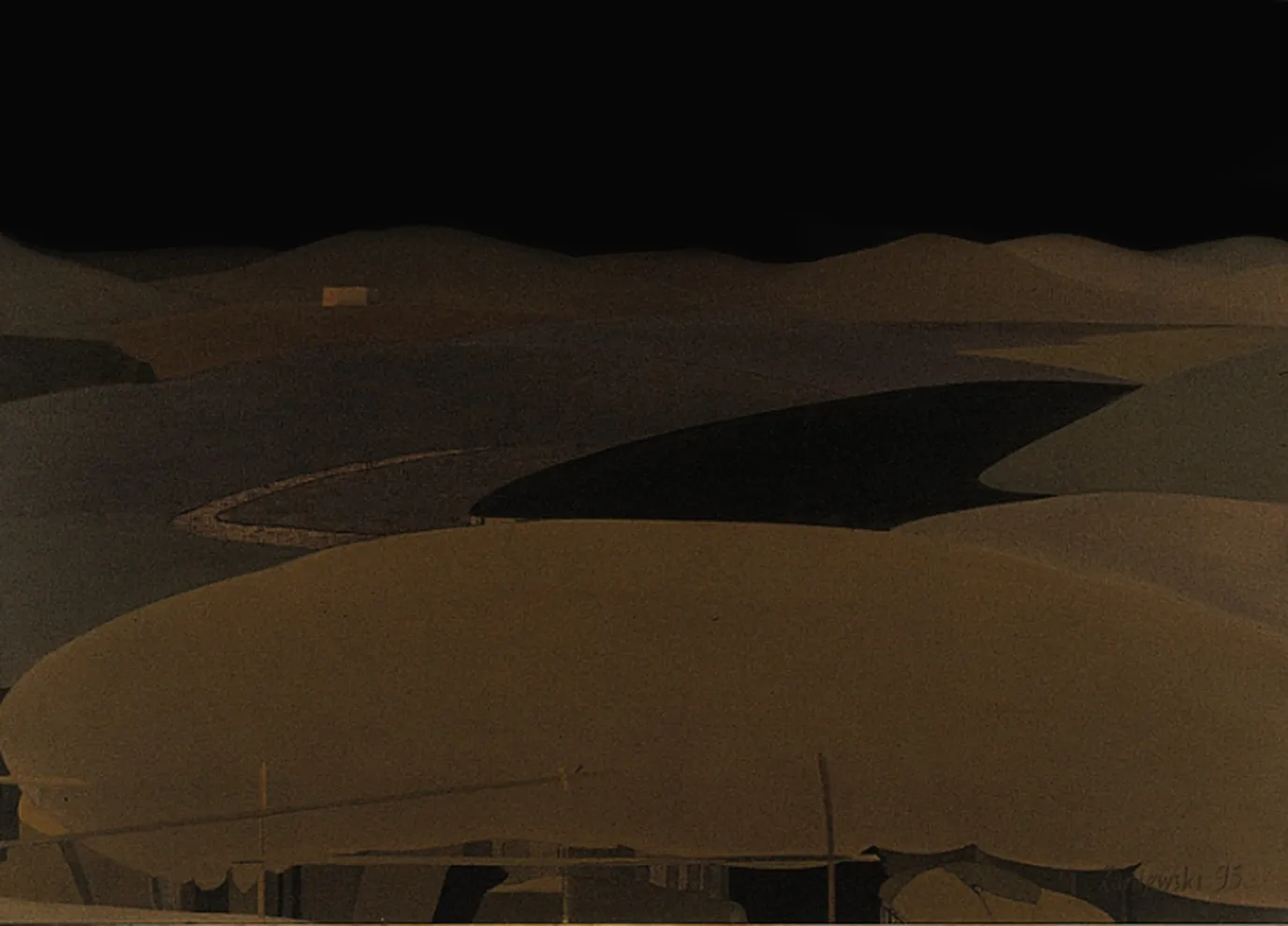 Pejzaż górski w brązach IV 1995, olej 85 x 120 cm