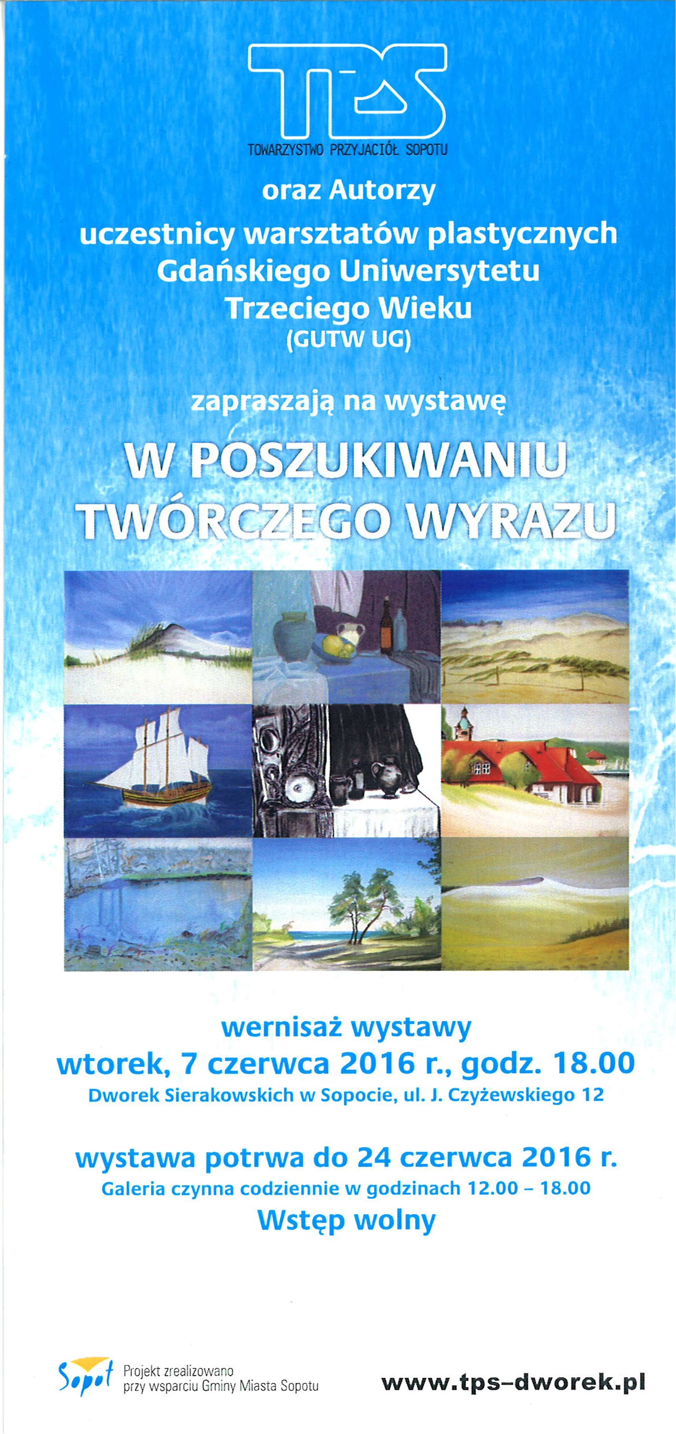 Wystawa w Dworku słuchaczy GUTW UG – zaproszenie, Sopot 2016
