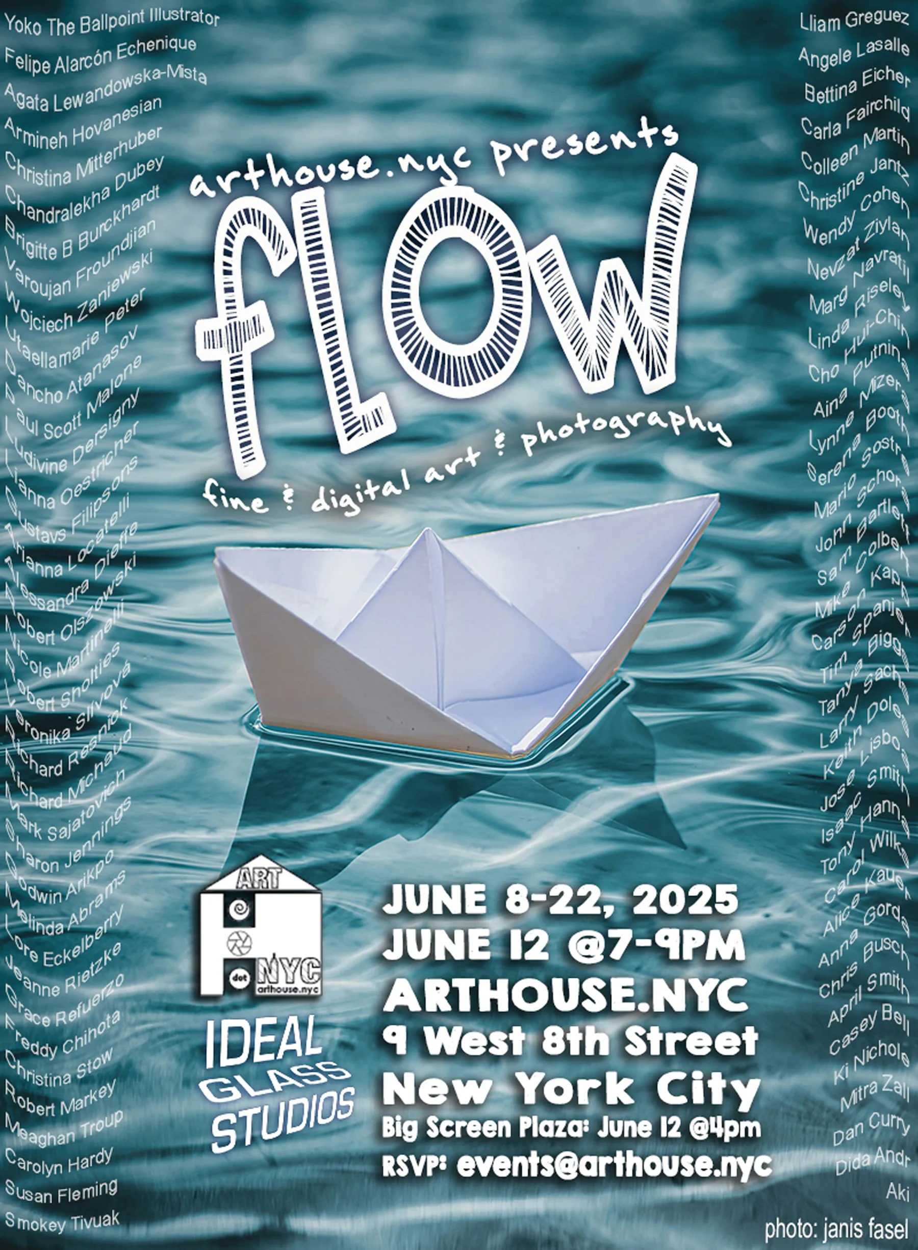 ATRHOUSE.NYC – Flow exhibition , June 8-22 2025 – poster